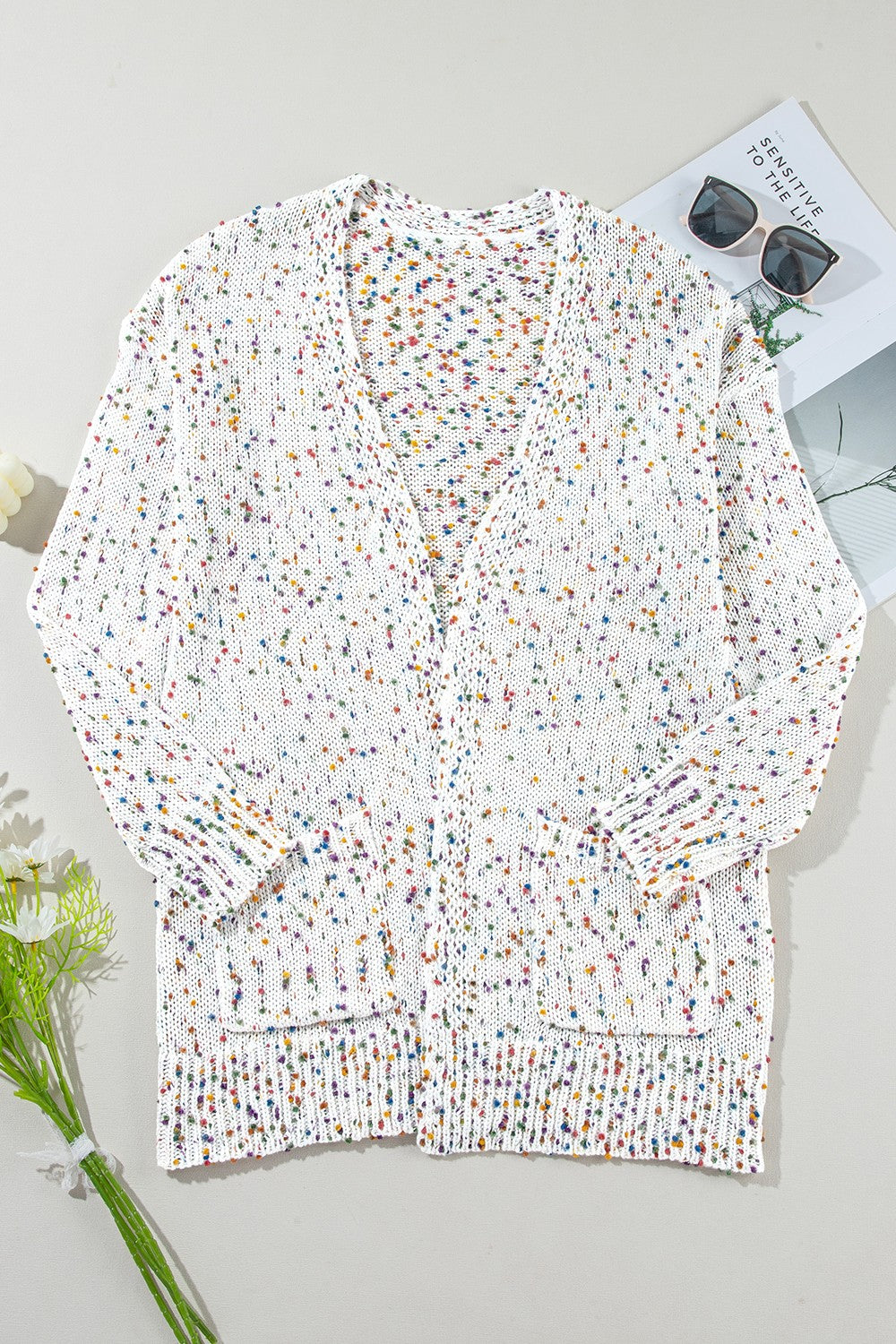 Rainbow Open Front Long Sleeve Cardigan