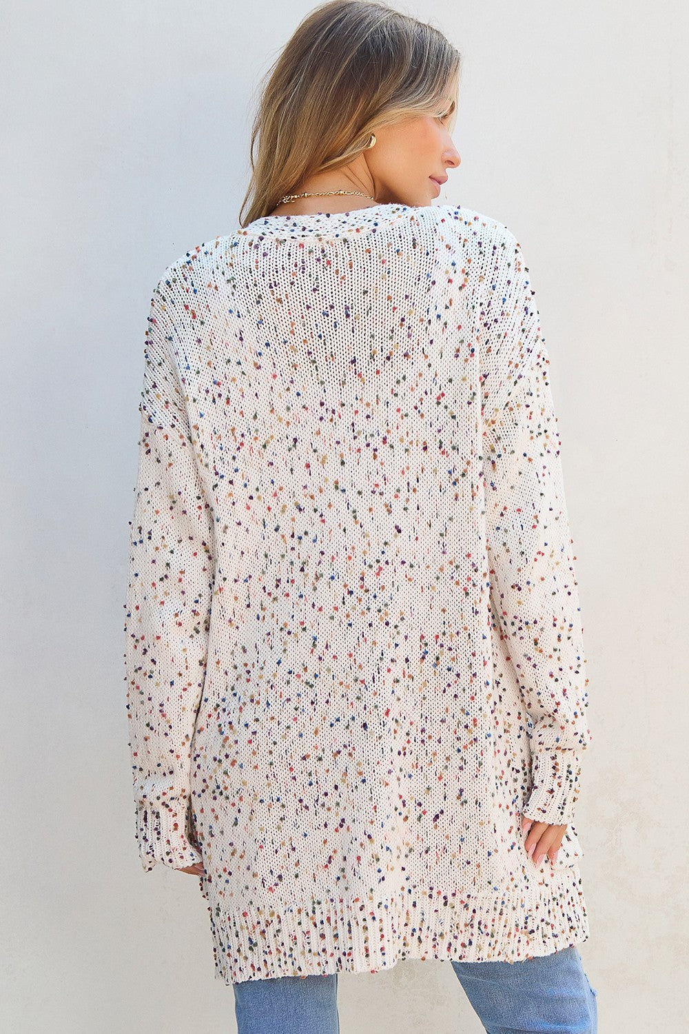 Rainbow Open Front Long Sleeve Cardigan