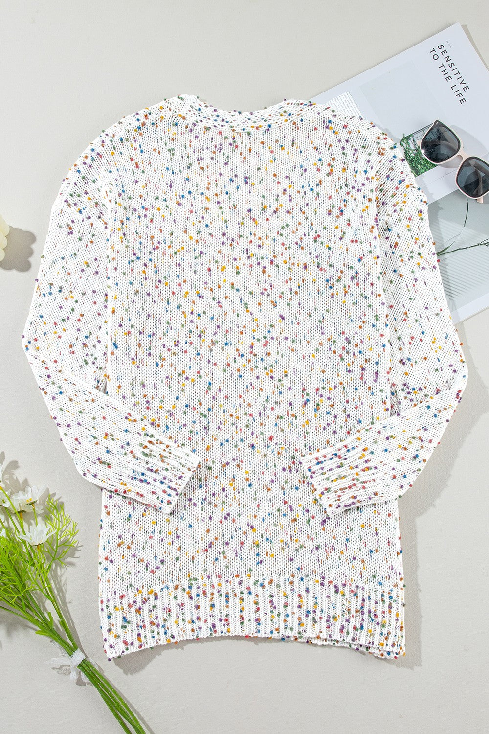Rainbow Open Front Long Sleeve Cardigan